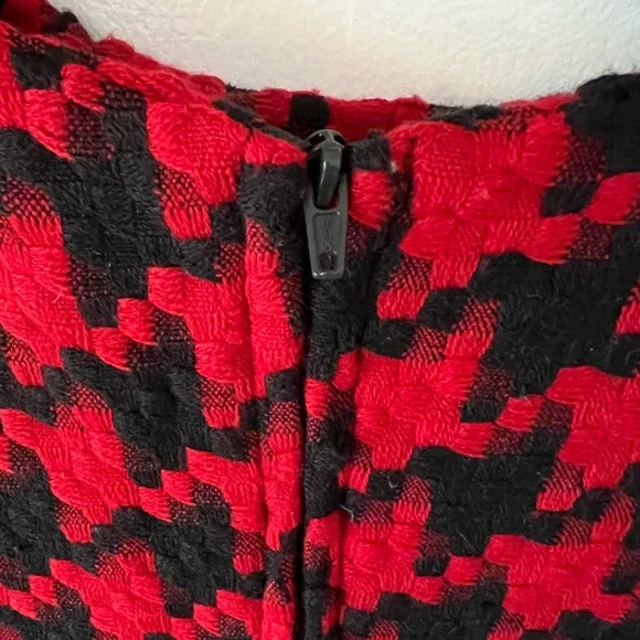 EUC Xhilaration mini dress M red and black herringbone Target a-line cap sleeve - Picture 9 of 13